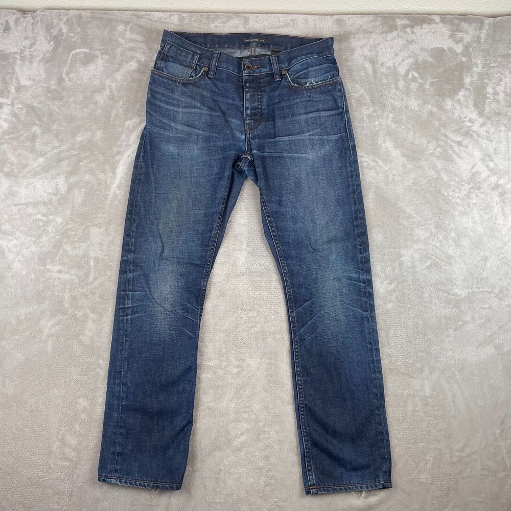 John‎ Varvatos Jeans Men 31Rx29 Blue Bowery Slim Straight Distressed Button Fly